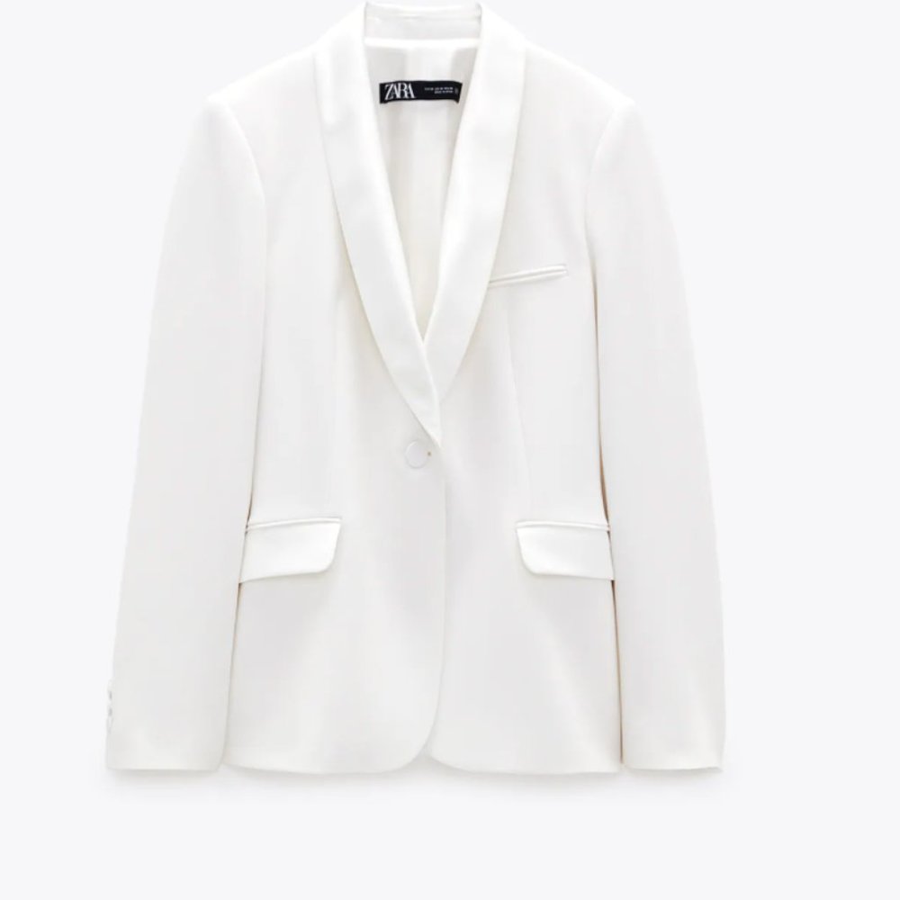 White Zara blazer small open single button - Picture 2 of 14